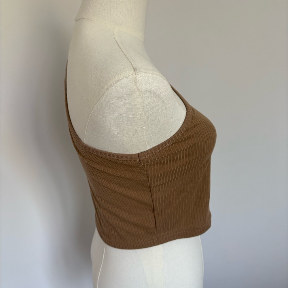 Brown One-Shoulder Ribbed Top - Picture 2 of 5